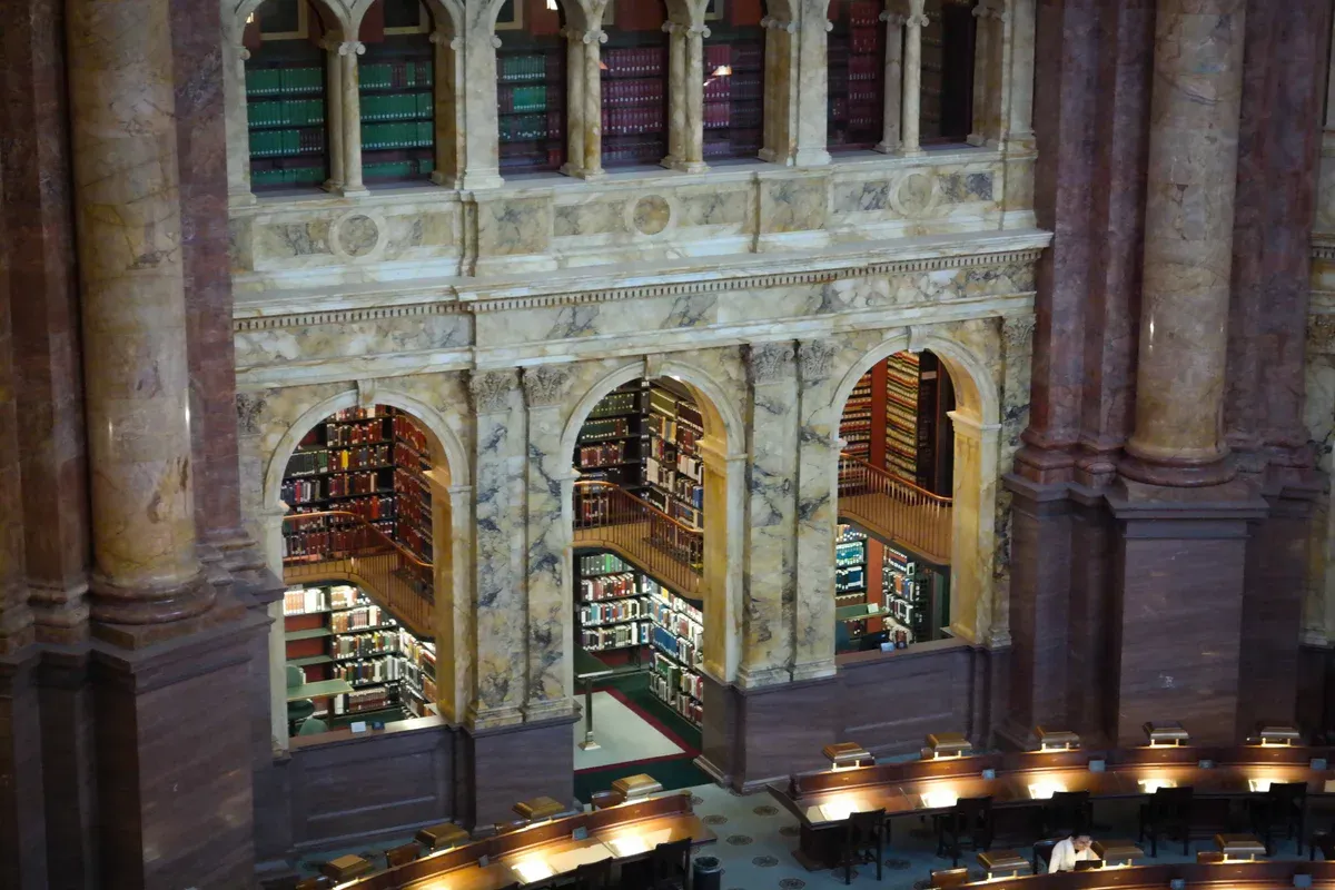 The Main Reading Room of the Library of Congress, seen on a Washington DC tour for seniors on Capitol Hill